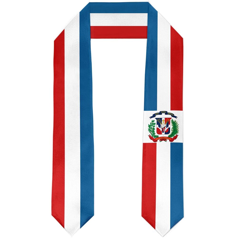 3372 Dominican Republic Flag Graduation Stole Satin Sash Scarf for Study